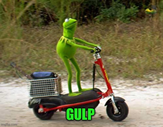 Kermit scooter | GULP | image tagged in kermit scooter | made w/ Imgflip meme maker