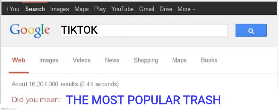 Did You Mean...? | TIKTOK; THE MOST POPULAR TRASH | image tagged in did you mean | made w/ Imgflip meme maker