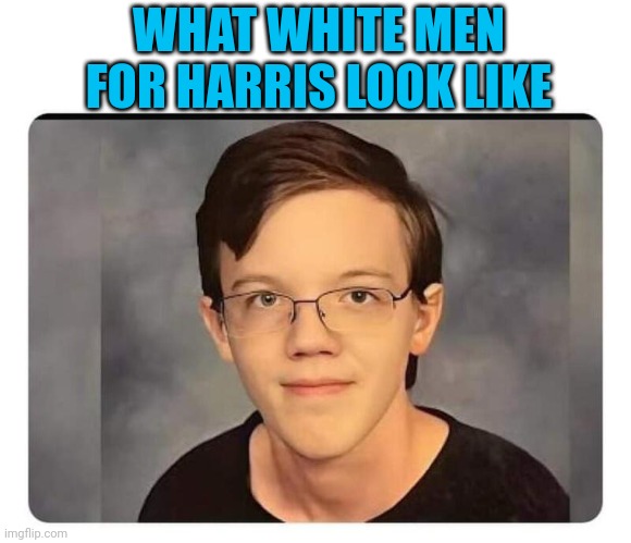 "I'm white and Republican - but I'm voting Kamala Harris" | WHAT WHITE MEN FOR HARRIS LOOK LIKE | image tagged in thomas matthew crooks trump shooter,kamala harris,2024,election | made w/ Imgflip meme maker