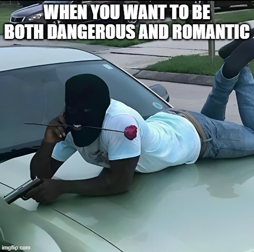 dangerous and romantic | WHEN YOU WANT TO BE BOTH DANGEROUS AND ROMANTIC | image tagged in memes | made w/ Imgflip meme maker