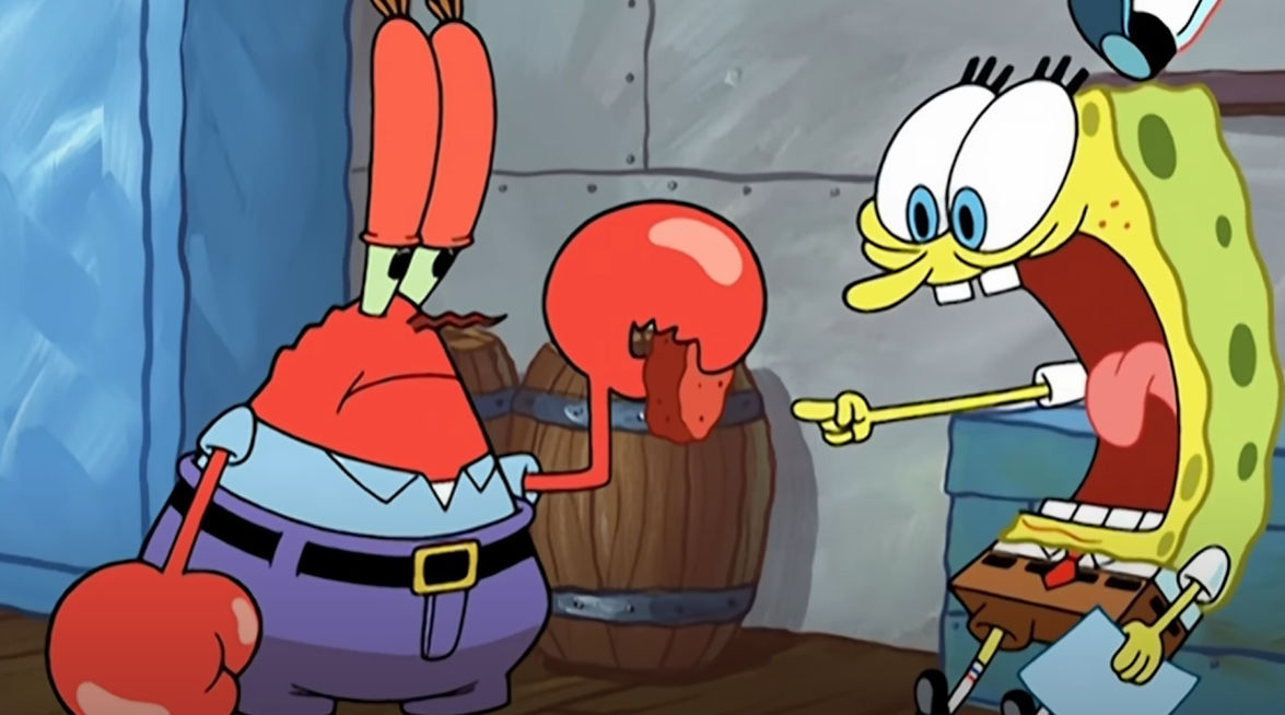 scared by a krabby patty Blank Meme Template