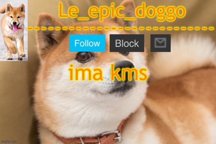 epic doggo's temp back in old fashion | ima kms | image tagged in epic doggo's temp back in old fashion | made w/ Imgflip meme maker