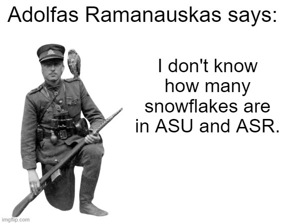 How many of these are if I really want to clean up ASU and ASR?!?!?! | I don't know how many snowflakes are in ASU and ASR. | image tagged in adolfas ramanauskas says | made w/ Imgflip meme maker