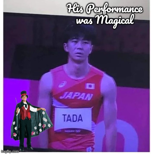Meanwhile , at the Olympics | His Performance was Magical | image tagged in sports,olympics,paris,magic trick,well yes but actually no,athletes | made w/ Imgflip meme maker