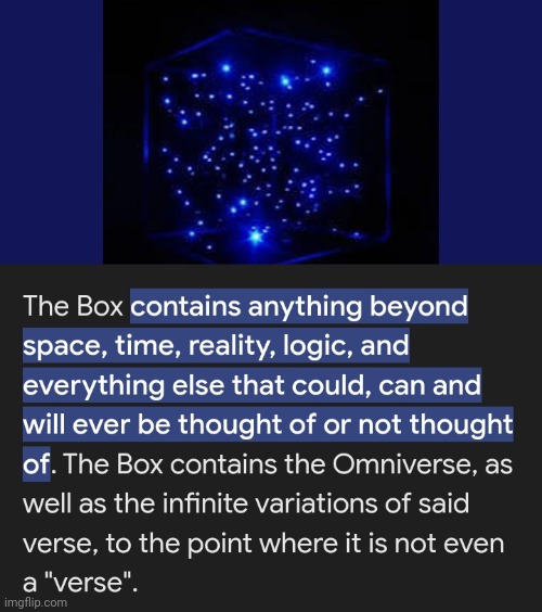 The future webcomic called "the box" is based on the box universe theory. It won't come out til I'm done with CellularHumor | made w/ Imgflip meme maker