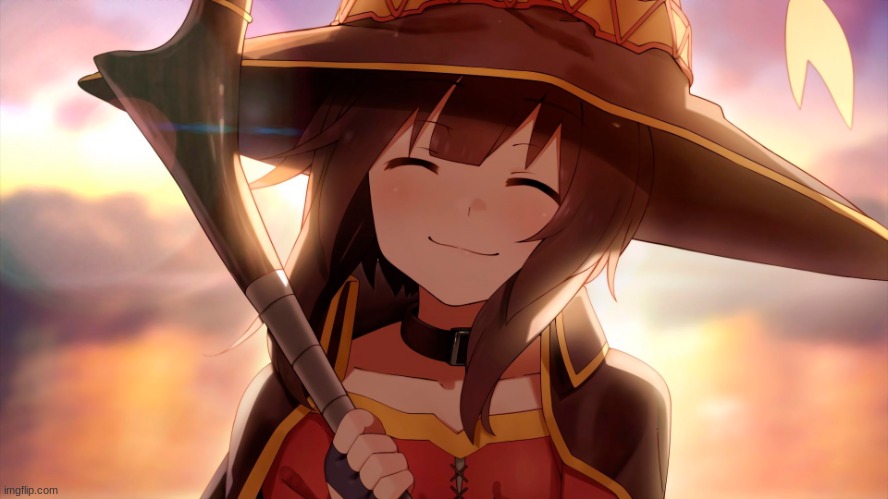 new temp | image tagged in happy megumin | made w/ Imgflip meme maker