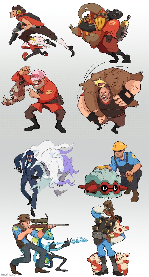 Pokemon X Team Fortress 2 (Art by brandophobia) | image tagged in savetf2 | made w/ Imgflip meme maker