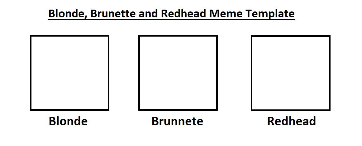 High Quality Blonde, Brunette, Redhead Meme Template Blank Meme Template