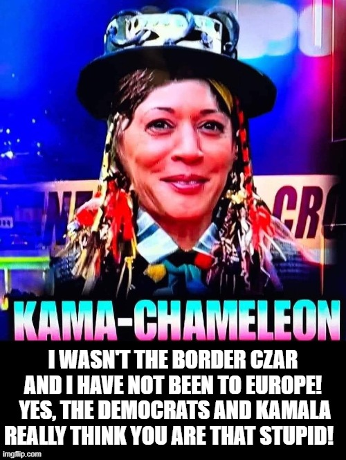 The Democrats really think you are that stupid!! | I WASN'T THE BORDER CZAR AND I HAVE NOT BEEN TO EUROPE!  YES, THE DEMOCRATS AND KAMALA REALLY THINK YOU ARE THAT STUPID! | image tagged in sam elliott special kind of stupid | made w/ Imgflip meme maker