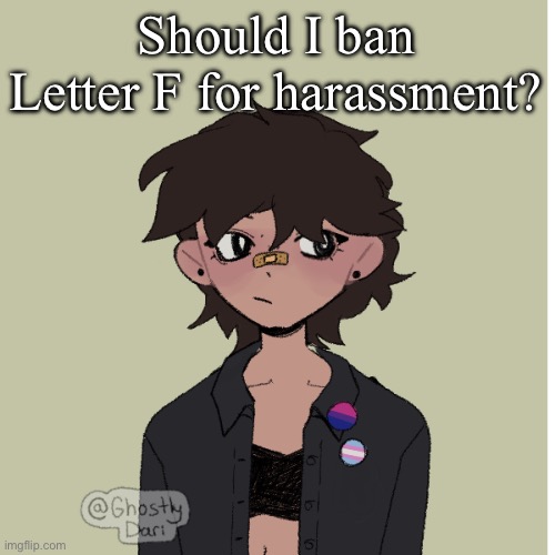I heard she posted porn as well | Should I ban Letter F for harassment? | image tagged in neko picrew | made w/ Imgflip meme maker