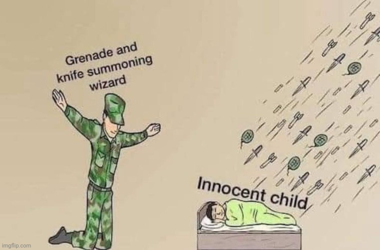 Wizzzzzzard | image tagged in memes,wizard,grenade,knife | made w/ Imgflip meme maker