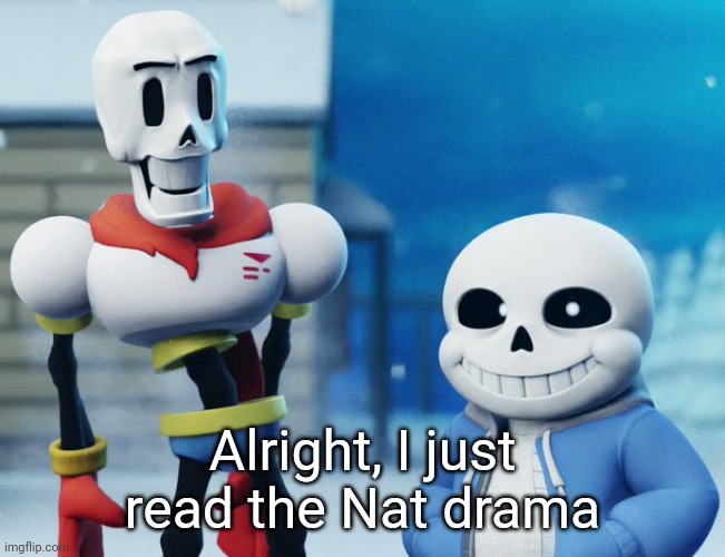 Bro Visited His Friend Last Panel (Undertale version) | Alright, I just read the Nat drama | image tagged in bro visited his friend last panel undertale version | made w/ Imgflip meme maker