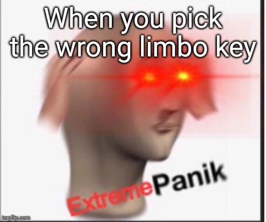Limbo meme | When you pick the wrong limbo key | image tagged in extreme panik | made w/ Imgflip meme maker