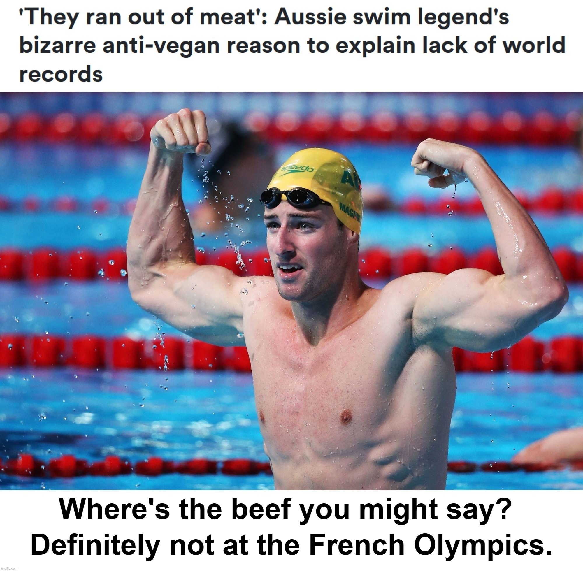 Where's the beef? Definitely not at the French Olympics. | image tagged in where's the beef,olympics,2024 summer olympics,drag queen story hour,drag queens,the book of faggets | made w/ Imgflip meme maker