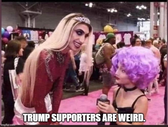 Trump supporters are weird. | TRUMP SUPPORTERS ARE WEIRD. | image tagged in president trump,kamala harris,weird | made w/ Imgflip meme maker