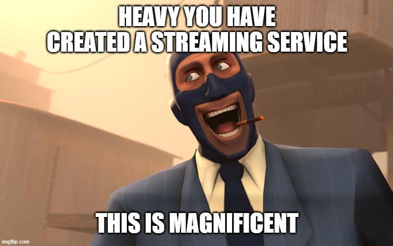 magnificent | HEAVY YOU HAVE CREATED A STREAMING SERVICE THIS IS MAGNIFICENT | image tagged in success spy tf2,streaming,memes | made w/ Imgflip meme maker