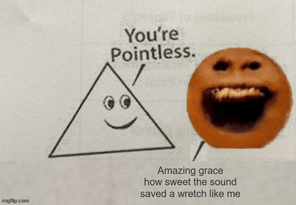 You're Pointless Blank | Amazing grace how sweet the sound saved a wretch like me | image tagged in you're pointless blank | made w/ Imgflip meme maker