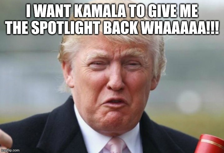 Baby Oldnald | I WANT KAMALA TO GIVE ME THE SPOTLIGHT BACK WHAAAAA!!! | image tagged in conservative,kamala harris,republican,trump,maga,donald trump | made w/ Imgflip meme maker