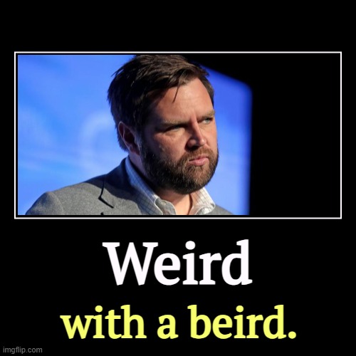 Weird | with a beird. | image tagged in funny,demotivationals,j d vance,beard,weird | made w/ Imgflip demotivational maker