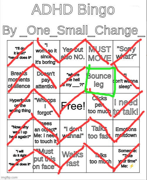 All but one | image tagged in adhd bingo | made w/ Imgflip meme maker