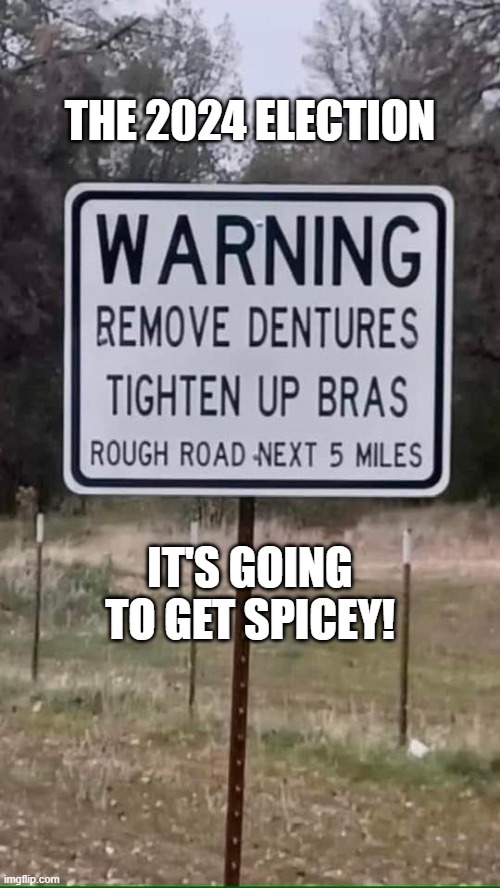 Rough Road 2024 | THE 2024 ELECTION; IT'S GOING TO GET SPICEY! | image tagged in rough road 2024 | made w/ Imgflip meme maker