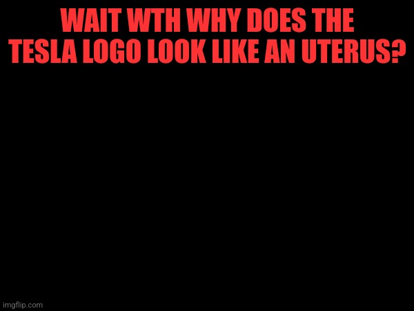 WAIT WTH WHY DOES THE TESLA LOGO LOOK LIKE AN UTERUS? | made w/ Imgflip meme maker