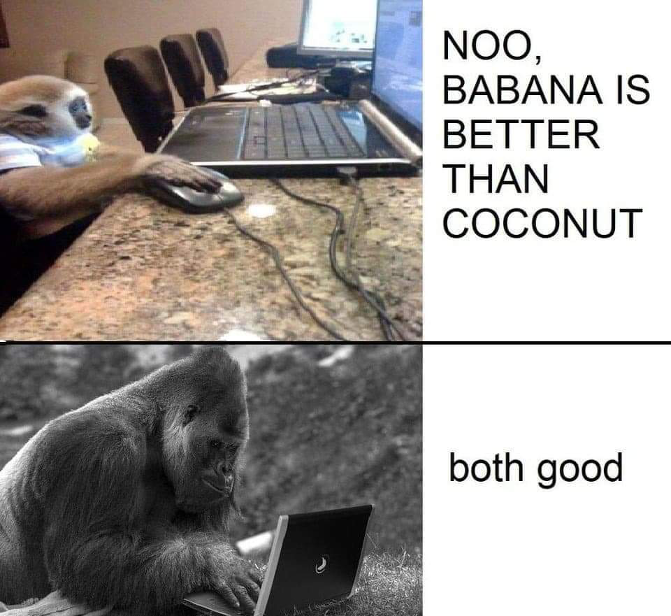 High Quality babana is better than coconut Blank Meme Template