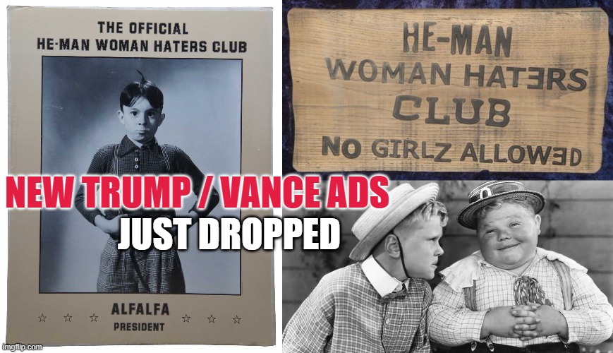 He-Man Woman Haters Club - Trump Vance Ads | NEW TRUMP / VANCE ADS; JUST DROPPED | image tagged in harris2024,donald trump,jd vance,maga | made w/ Imgflip meme maker