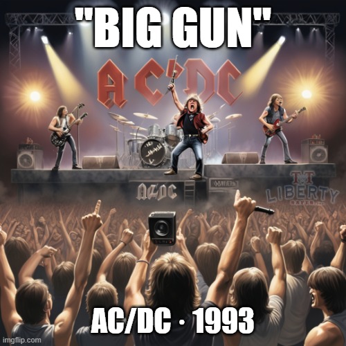 2nd Amendment | "BIG GUN"; AC/DC · 1993 | image tagged in meme,acdc,gun rights,rock music,gun,big gun | made w/ Imgflip meme maker