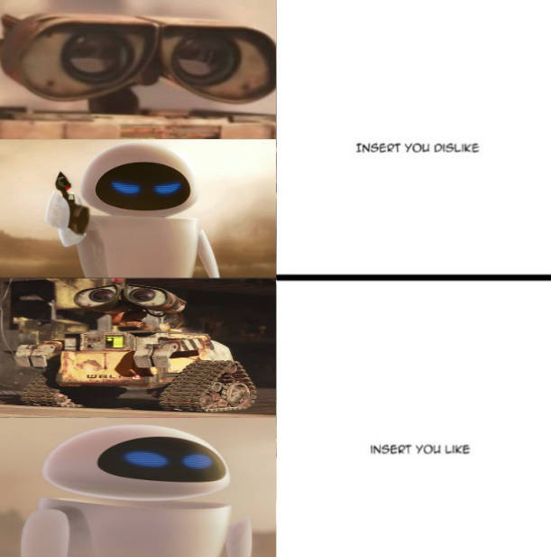 High Quality Wall-e and eve temple Blank Meme Template