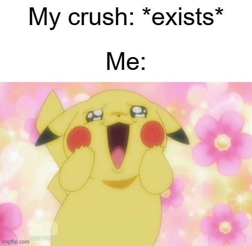 For y'all who have crushes | My crush: *exists*; Me: | image tagged in pikachu,memes,funny,wholesome,relatable,enjoy this extra tag for the sake of this meme | made w/ Imgflip meme maker
