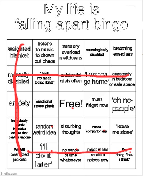 my life is falling apart bingo | image tagged in my life is falling apart bingo | made w/ Imgflip meme maker