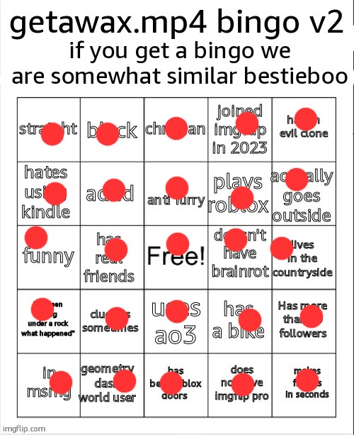 getawax.mp4 bingo v2 | image tagged in getawax mp4 bingo v2 | made w/ Imgflip meme maker