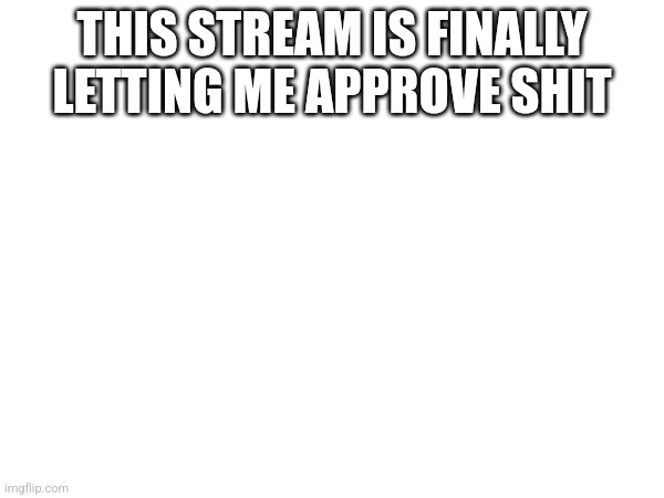 THIS STREAM IS FINALLY LETTING ME APPROVE SHIT | made w/ Imgflip meme maker