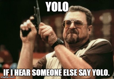 Am I The Only One Around Here Meme | YOLO IF I HEAR SOMEONE ELSE SAY YOLO. | image tagged in memes,am i the only one around here | made w/ Imgflip meme maker