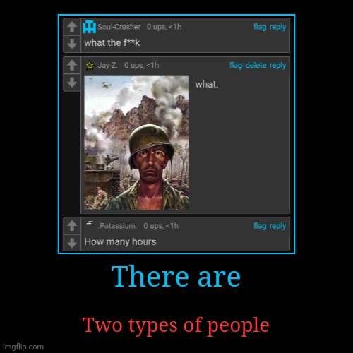 There are | Two types of people | made w/ Imgflip demotivational maker
