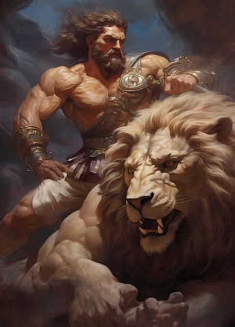 Hercules vs Nemean Lion Blank Meme Template