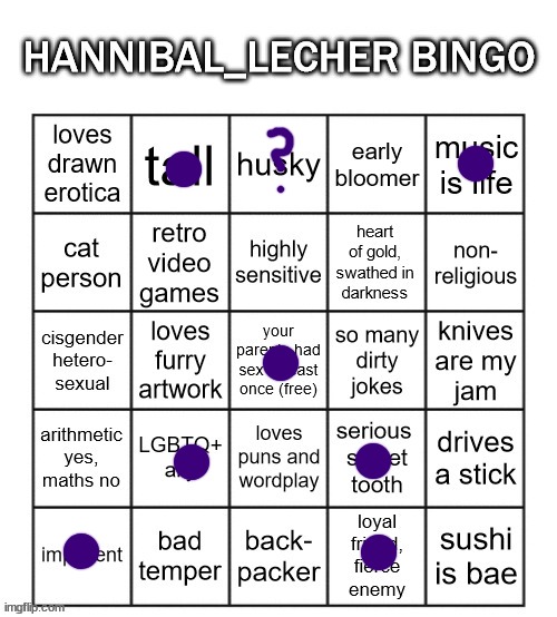 Just because I did your bingo, doesn't mean I support you. | image tagged in hannibal_lecher bingo | made w/ Imgflip meme maker