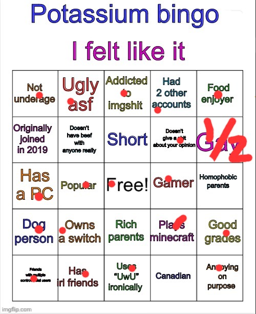 Potassium bingo v3 | image tagged in potassium bingo v3 | made w/ Imgflip meme maker