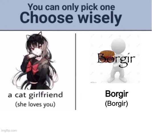 Choose wisely | Borgir; (Borgir) | image tagged in choose wisely | made w/ Imgflip meme maker