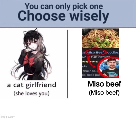 Choose wisely | Miso beef; (Miso beef) | image tagged in choose wisely | made w/ Imgflip meme maker