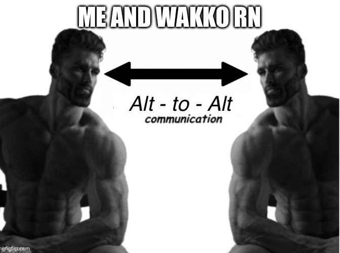 Alt to alt communication | ME AND WAKKO RN | image tagged in alt to alt communication | made w/ Imgflip meme maker