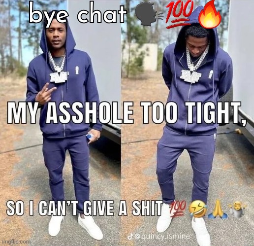 can't give a shii | bye chat 🗣💯🔥 | image tagged in can't give a shii | made w/ Imgflip meme maker