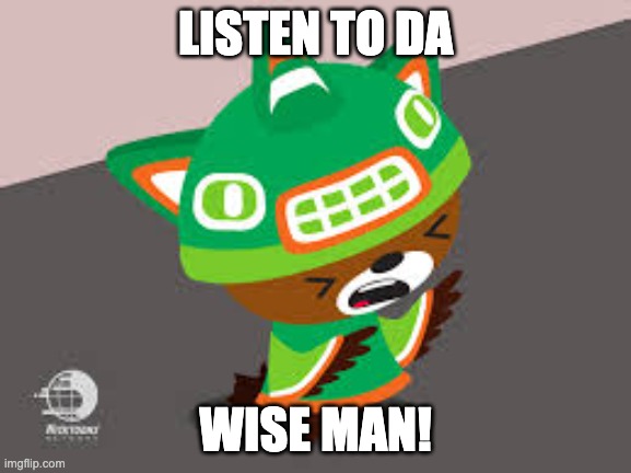 sumi screaming/cringing | LISTEN TO DA WISE MAN! | image tagged in sumi screaming/cringing | made w/ Imgflip meme maker