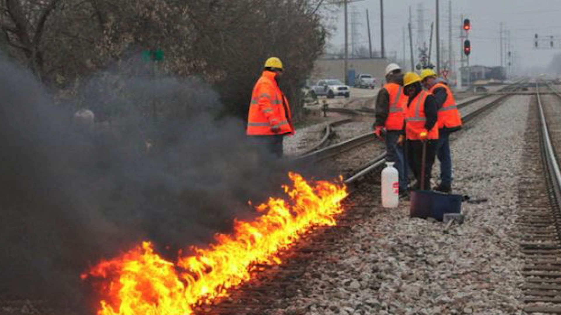 flaming train tracks Blank Meme Template