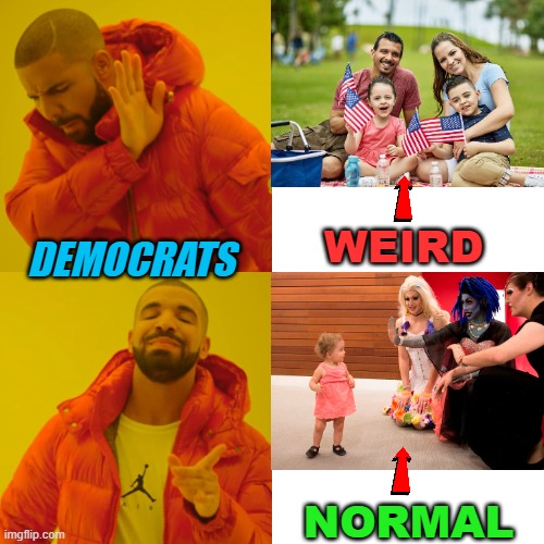 Weird | WEIRD; DEMOCRATS; NORMAL | image tagged in memes,drake hotline bling | made w/ Imgflip meme maker