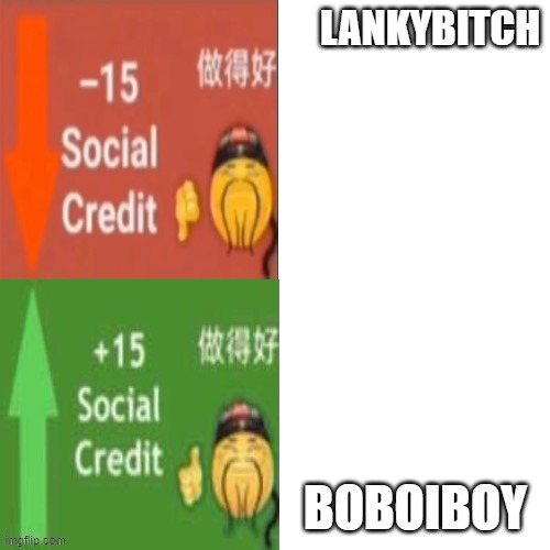 Social Credit | LANKYBITCH BOBOIBOY | image tagged in social credit | made w/ Imgflip meme maker