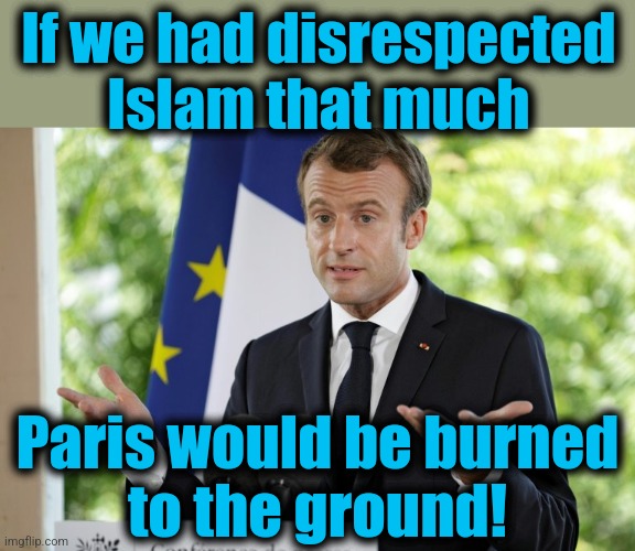 If we had disrespected Islam that much Paris would be burned
to the ground! | made w/ Imgflip meme maker