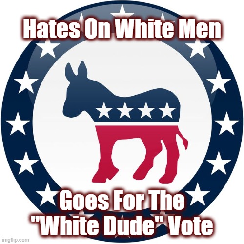 Such Hypocrites | Hates On White Men; Goes For The "White Dude" Vote | image tagged in dnc,marxist dems,american politics,politics,maga,dark to light | made w/ Imgflip meme maker