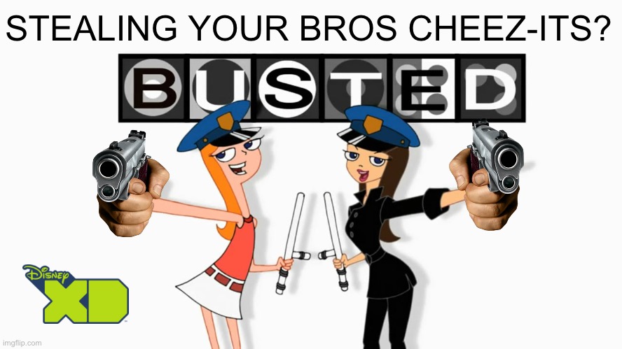 You’re BUSTED, CHEEZ-IT STEALER!!! | STEALING YOUR BROS CHEEZ-ITS? | image tagged in you got busted | made w/ Imgflip meme maker